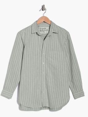 Frank & Eileen Green Striped Oxford Italian Cotton S